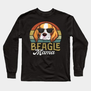 Retro Beagle Mama Shirt Women, Mothers Day Dog Mom Long Sleeve T-Shirt